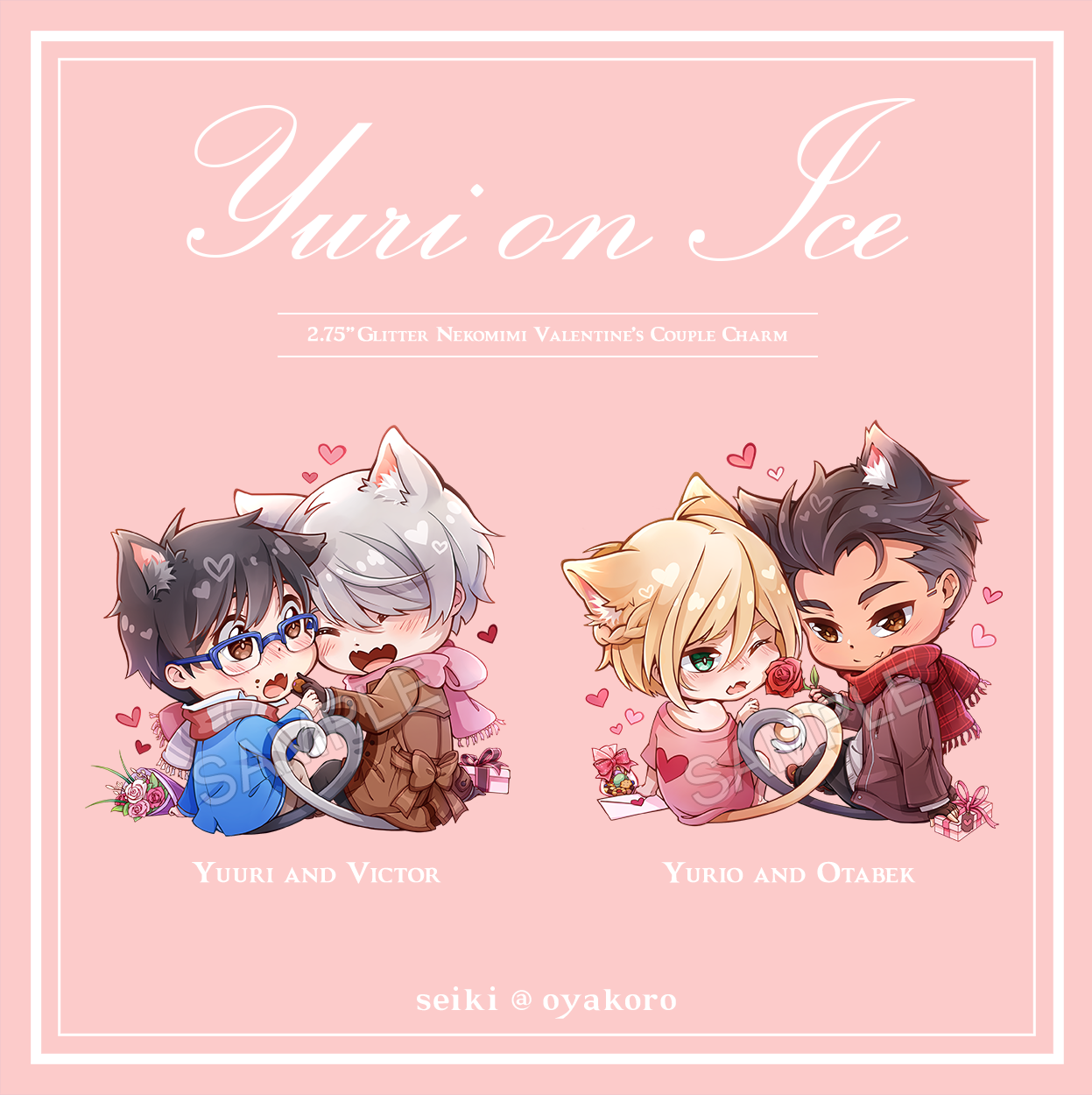 Yuri on Ice | Valentine's Nekomimi 2.75" Glitter Charm Yuri on Ice | Valentine's Nekomimi 2.75" Glitter Charm